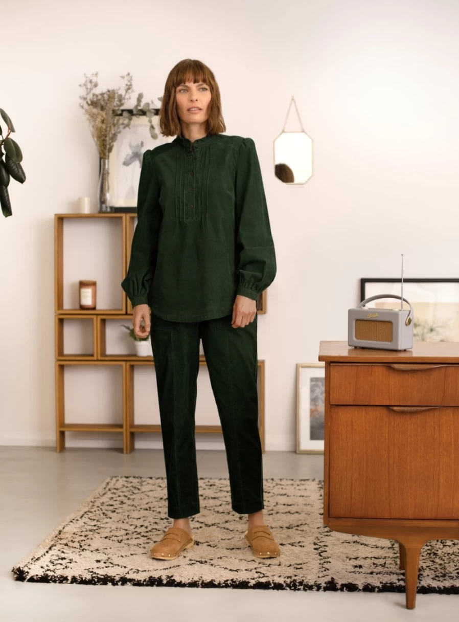 Thought Women's Milou Organic Cotton Corduroy Trousers - Sustainable High-Waisted Eco-Friendly Pants Size 16