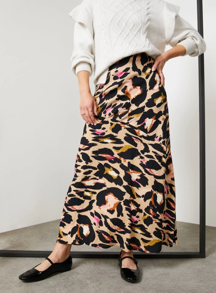 "For All The Love Women's Leopard Print Slip Skirt - Size 16, Cut-Out Design"