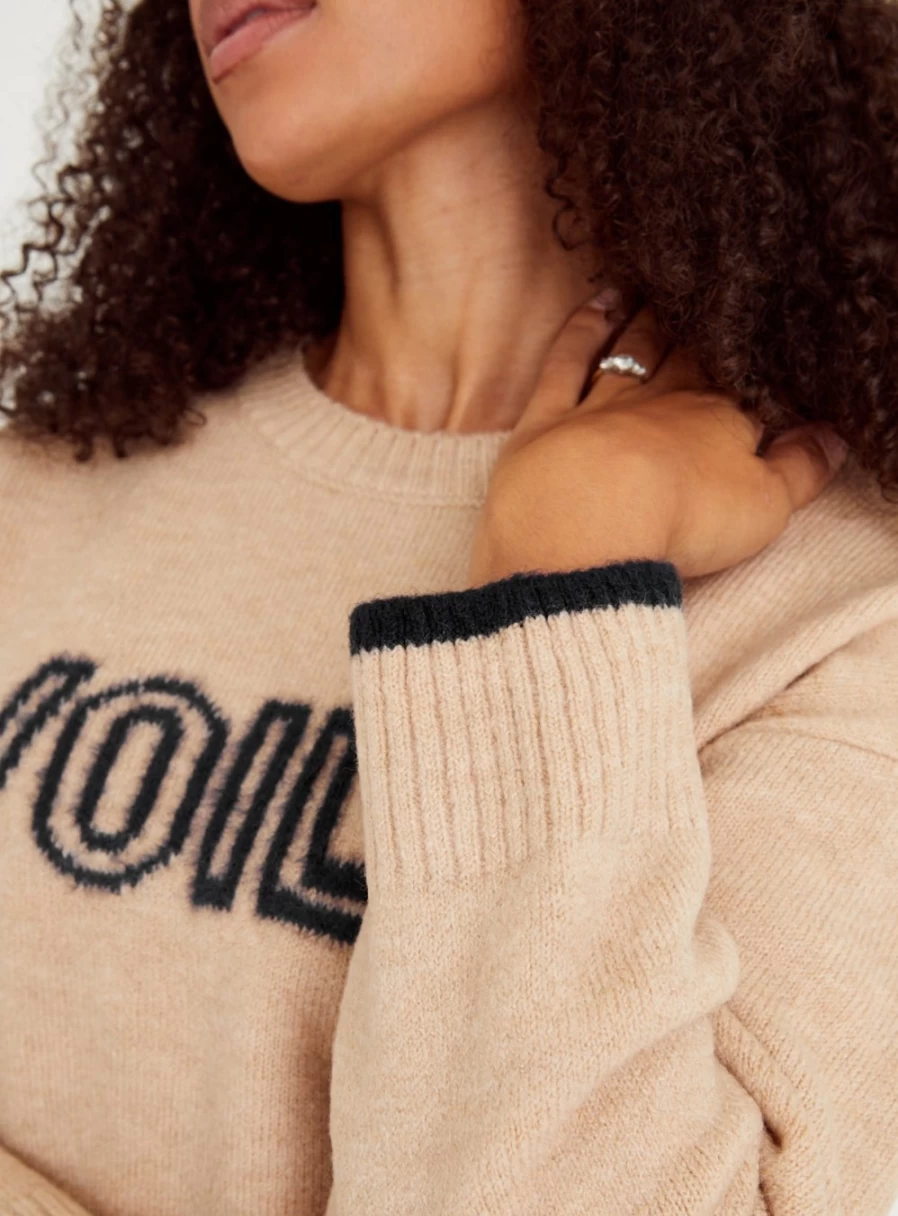 Tu Women's Nude Voila Slogan Jumper - Soft Crewneck Sweater with Trendy Text Design