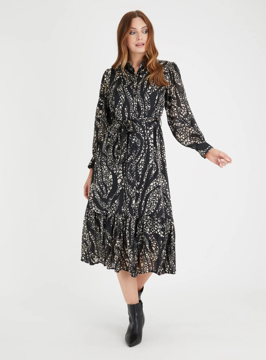 "TU Women's Mono Abstract Print Shirt Dress - Stylish 8S Casual Wear"