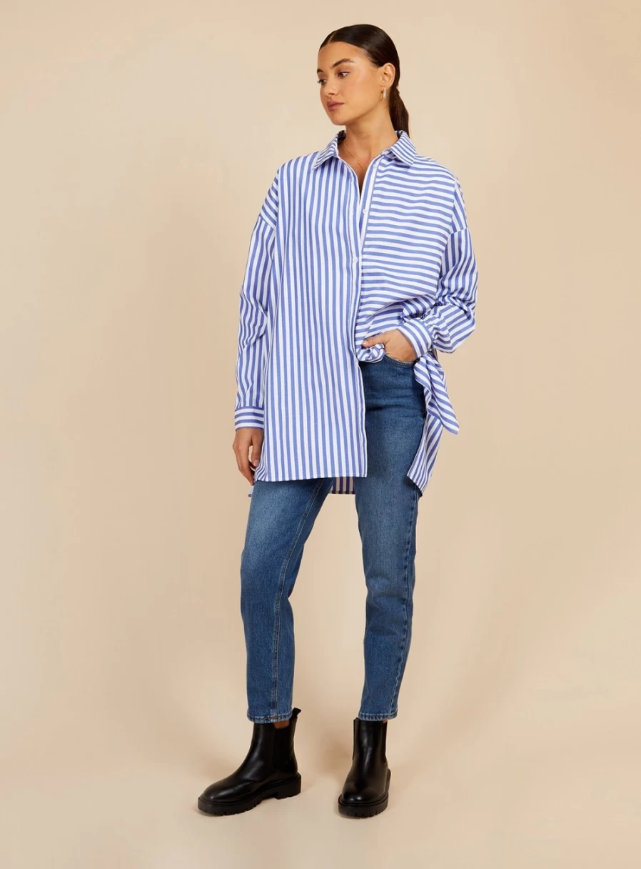 "Vogue Williams Women's Blue Stripe Shirt - Stylish Casual Top"