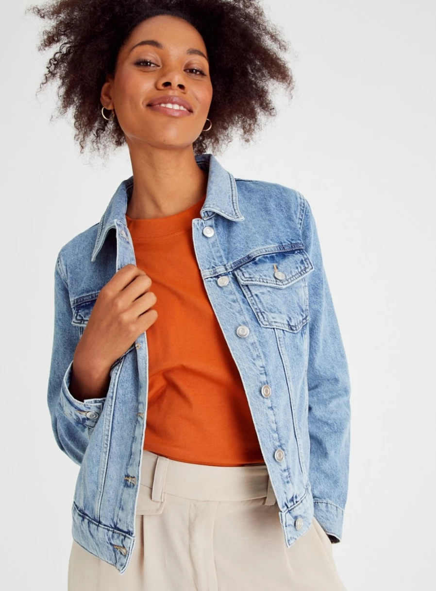 Tu Women's Light Blue Denim Jacket - Classic Fit Casual Style