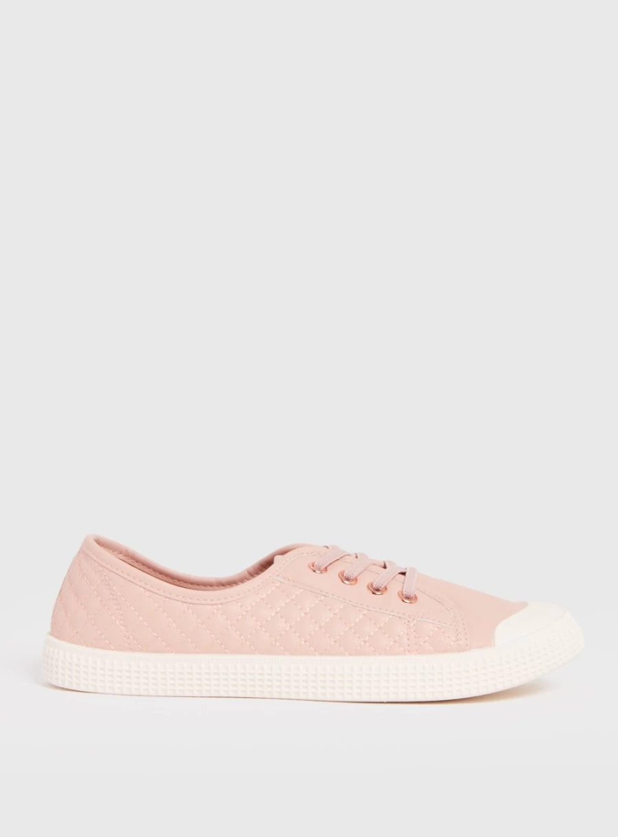 Tu Women's Pink Quilted Faux Leather Low-Top Sneakers - Size 6