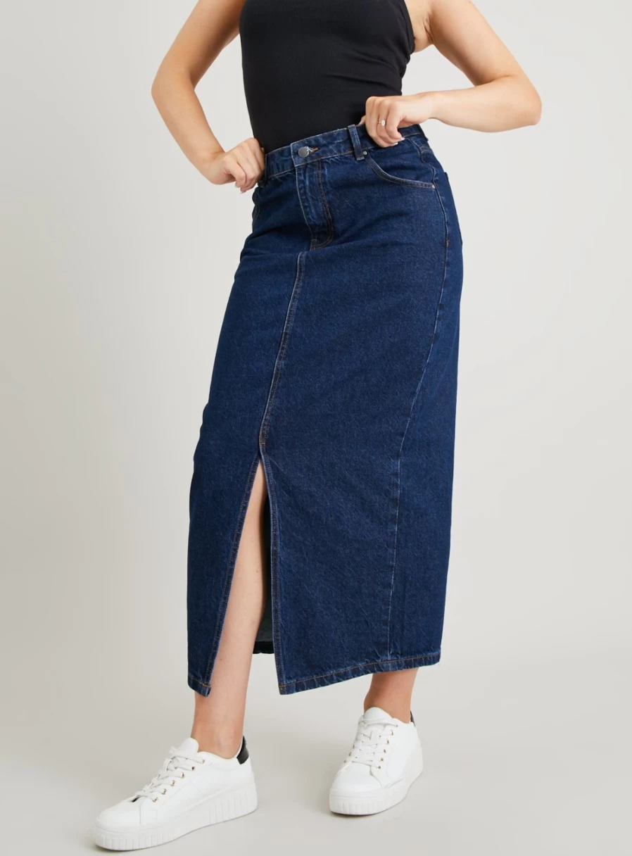 Tu Women's Dark Denim Midi Skirt - Classic 10" Length for Stylish Outfits