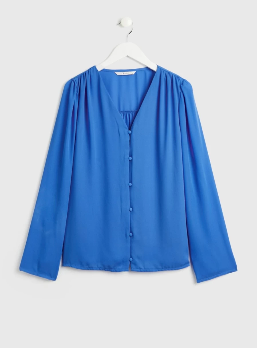 "Tu Women's Blue Button-Down Blouse – Stylish & Comfortable Top for Everyday Wear"