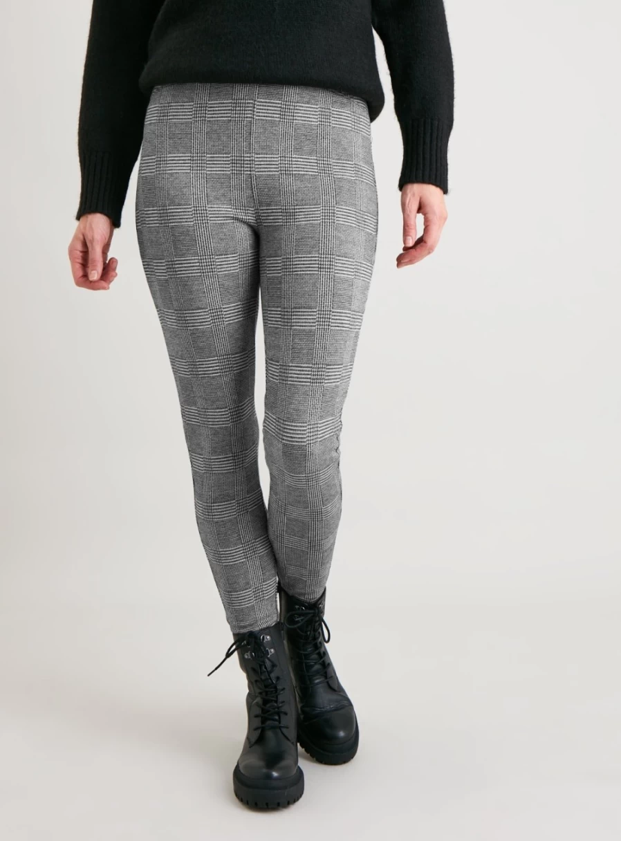 Tu Women's Mono Check Sculpt Ponte High-Waist Legging - Slimming & Comfort Fit - 18" Inseam