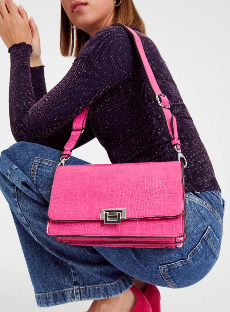 "Tu Women's Pink Mock Crocodile Crossbody Bag - One Size Fits All"