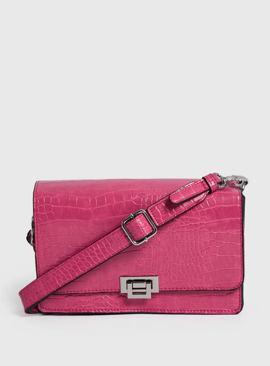 "Tu Women's Pink Mock Crocodile Crossbody Bag - One Size Fits All"