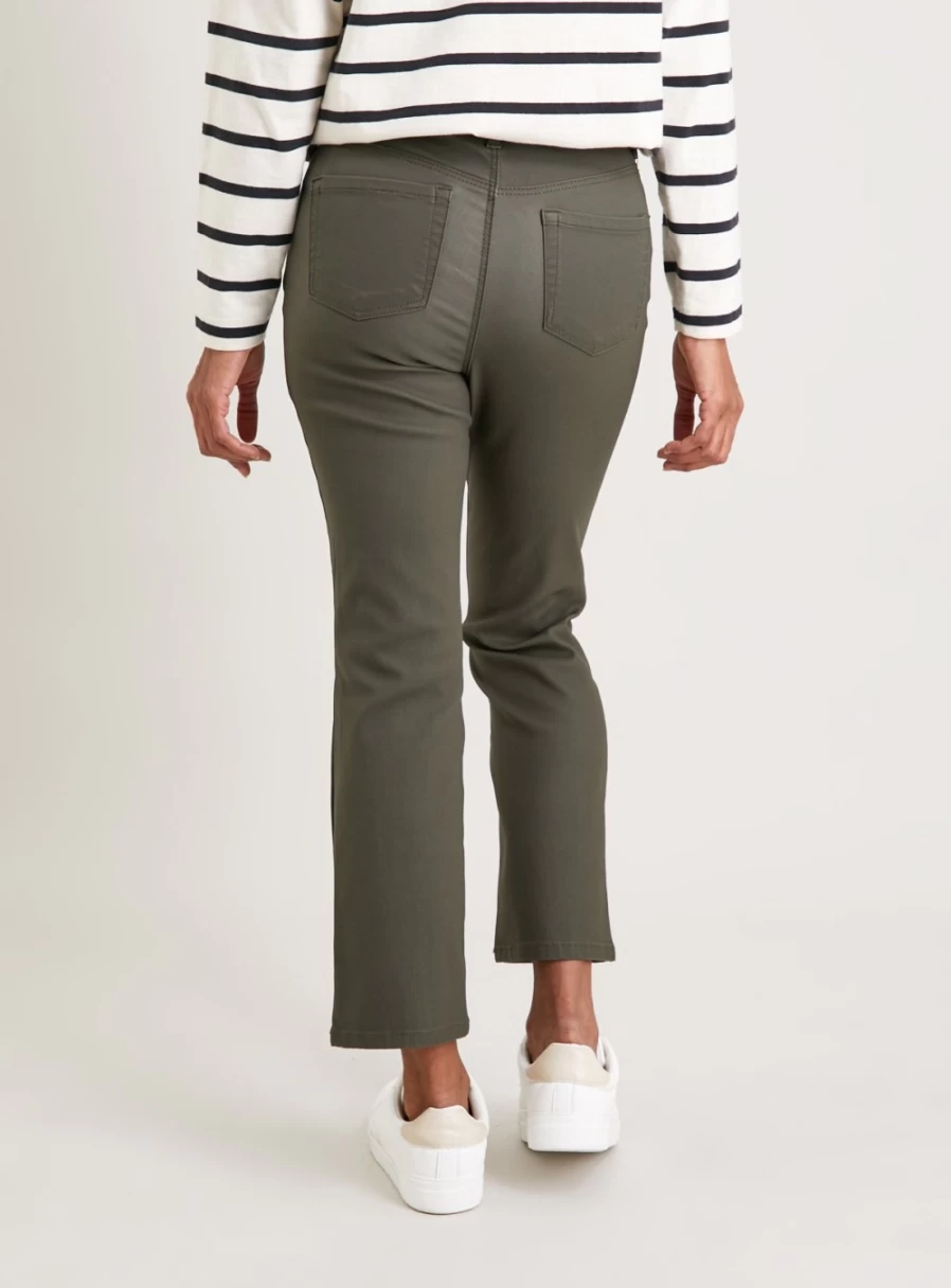 Women's High-Waisted Khaki Coated Kick Flare Jeans by Tu - 12R Stretch Denim Pants for a Trendy Look