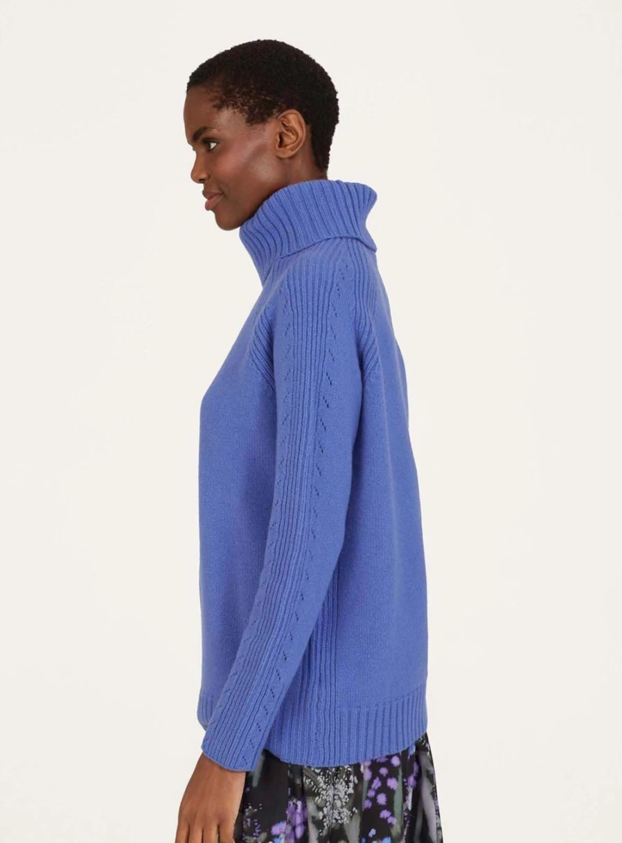 Thought Women's Hailie Lambswool Funnel Neck Jumper - Soft Wool Knit Sweater for Women