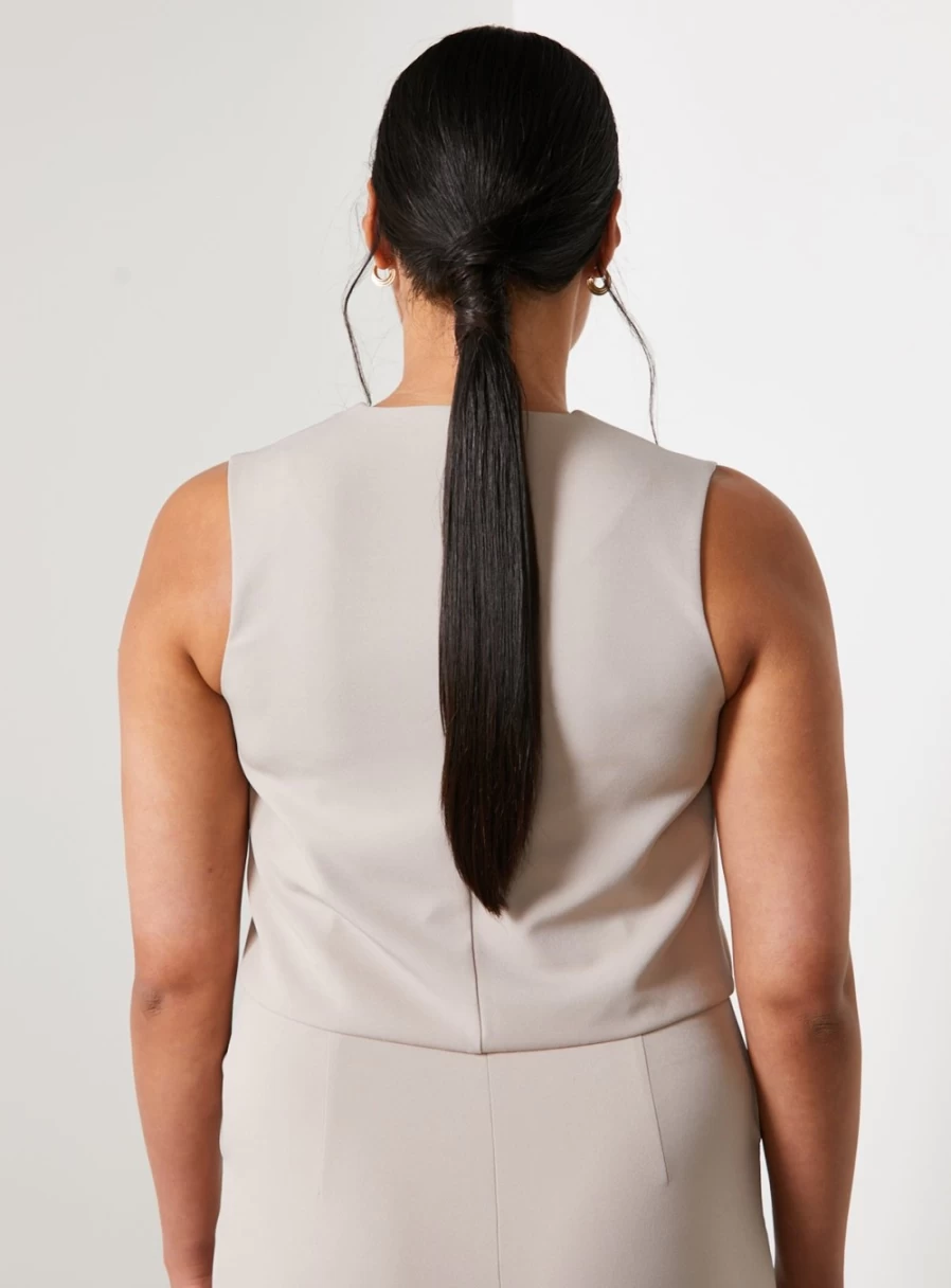 "For All The Love Women's Stone Smart Fitted Waistcoat - Stylish & Comfortable Vest"