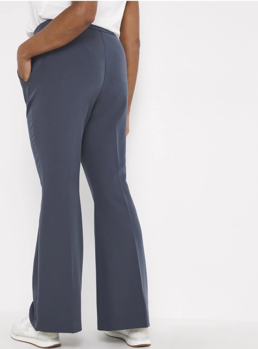Simply Be Women's Blue Flared Tailored Trousers - Size 32 | High-Waisted Wide-Leg Pants for Women