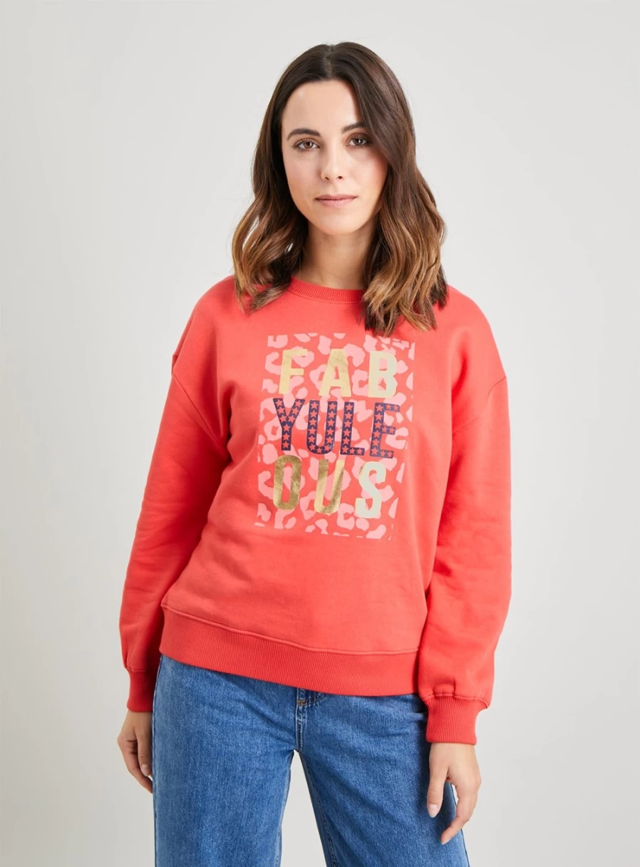 "Tu Women's Christmas Red Festive Yule Sweatshirt - Cozy Holiday Pullover"