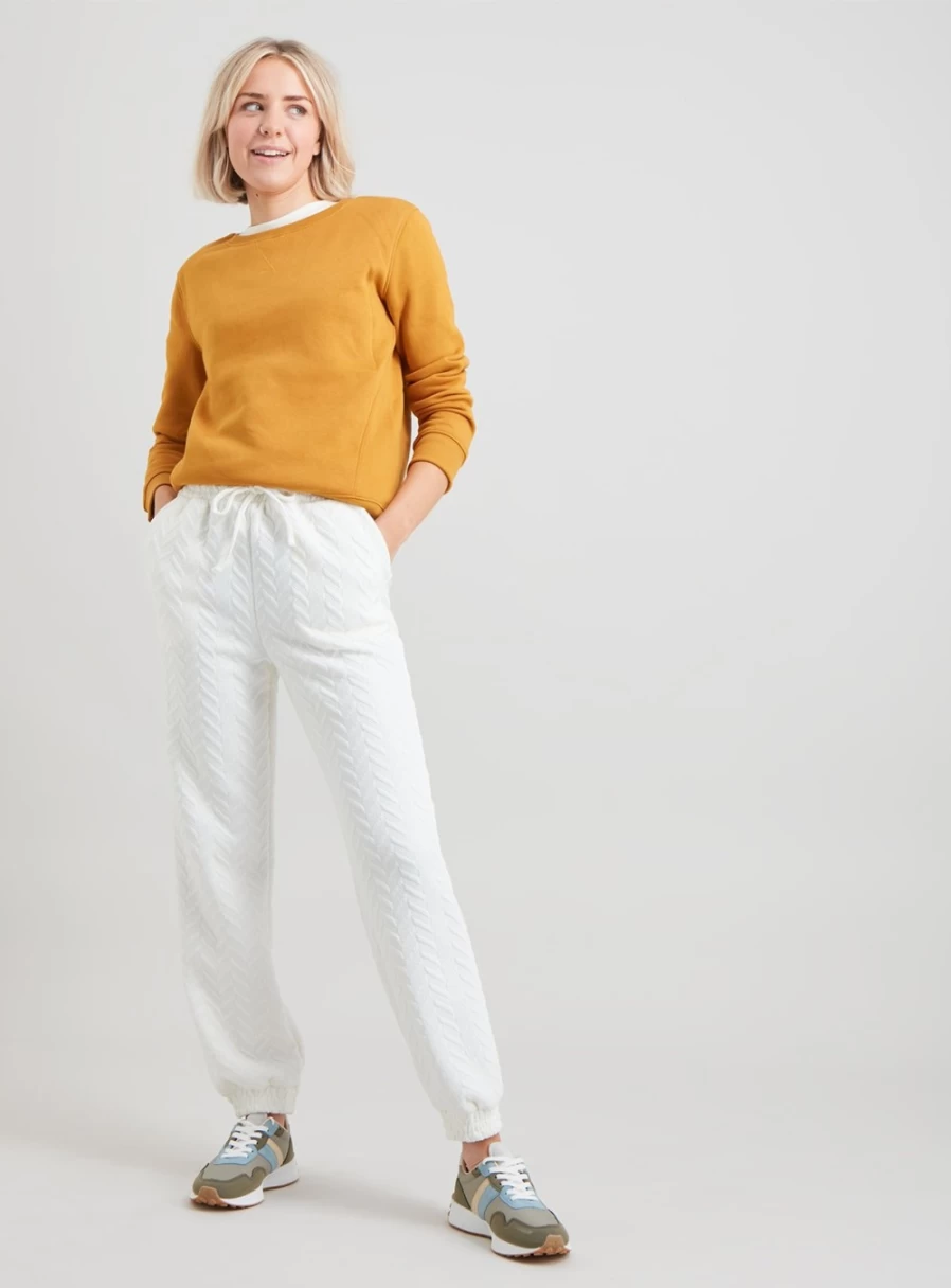 Tu Women's Cream Quilted Chevron Joggers - Comfortable Athletic Pants for Casual Wear