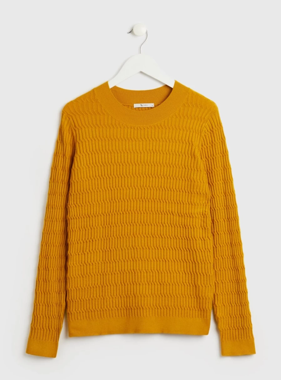 Tu Women's Mustard Mini Cable Knit Soft Touch Jumper Sweater Size 10