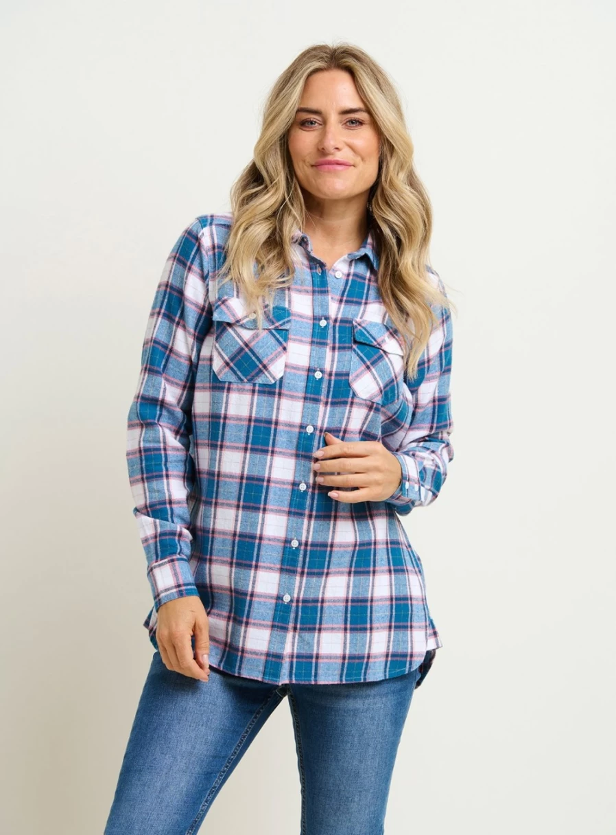 Brakeburn Women's Lucille Flannel Shirt - Soft Plaid Button-Up for Comfort and Style