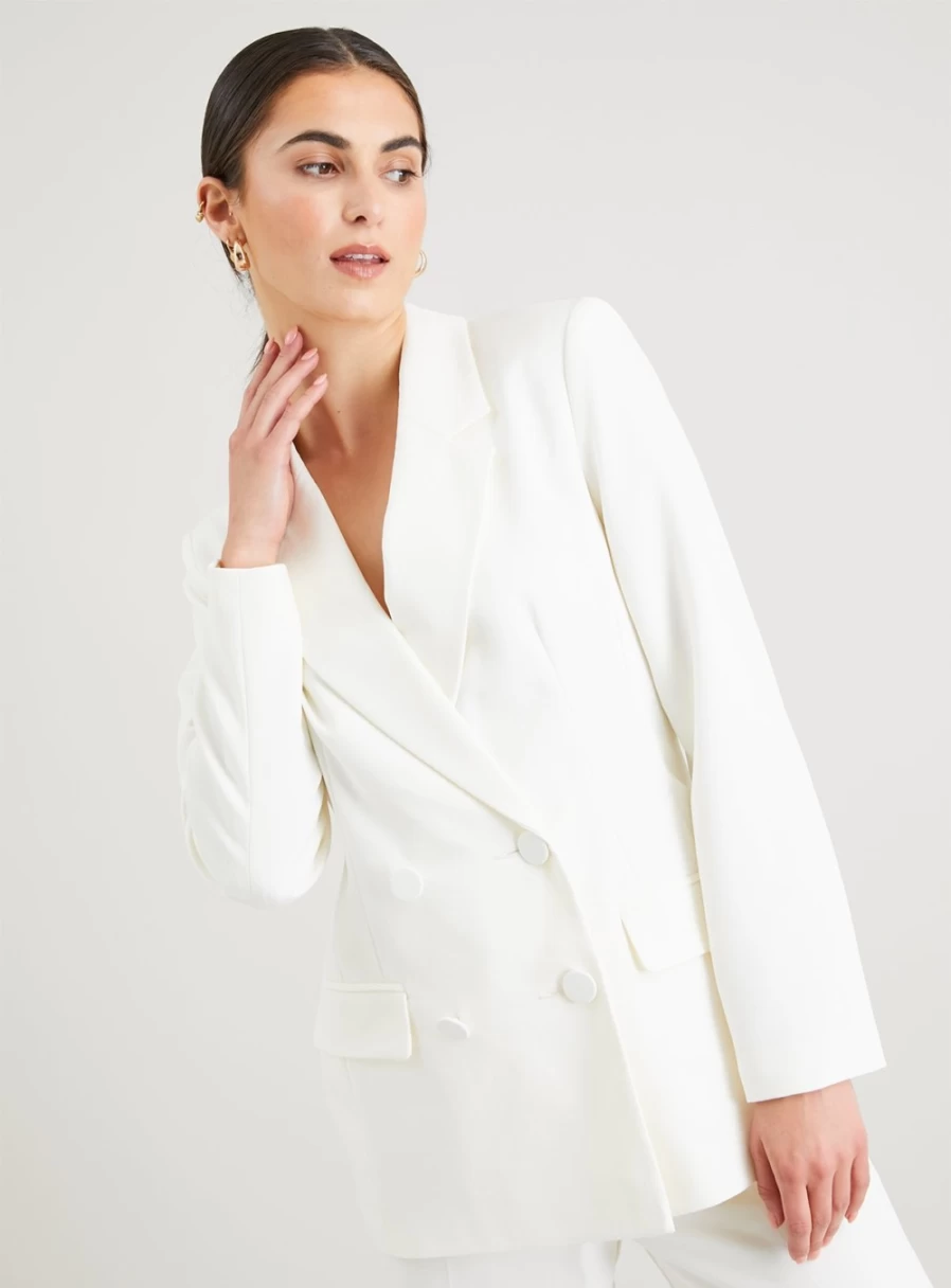 Tu Women's Cream Double Breasted Blazer - Elegant 10-Piece Coord Set for Office & Formal Wear