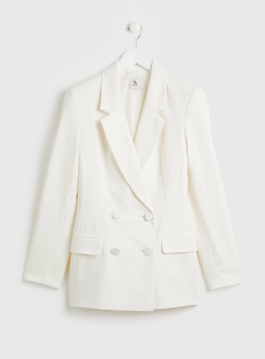 Tu Women's Cream Double Breasted Blazer - Elegant 10-Piece Coord Set for Office & Formal Wear