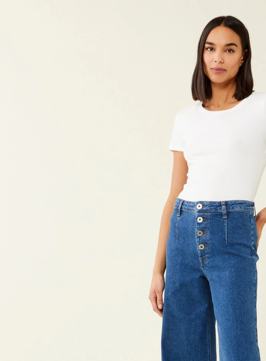 Finery Women's Mid Blue Wide Leg Tally Jeans - Size 26