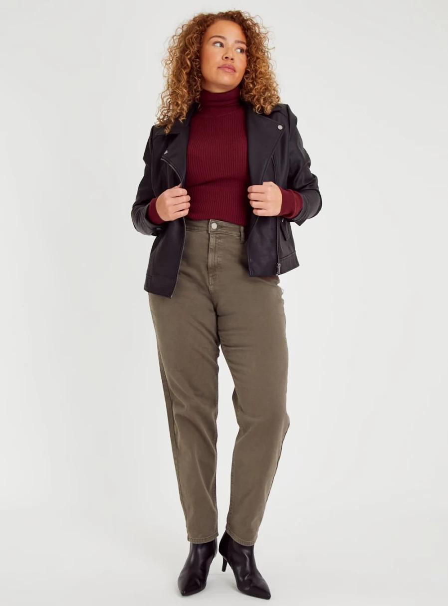 Tu Women's High Waisted Brown Mom Jeans 20L Retro Vintage Fit