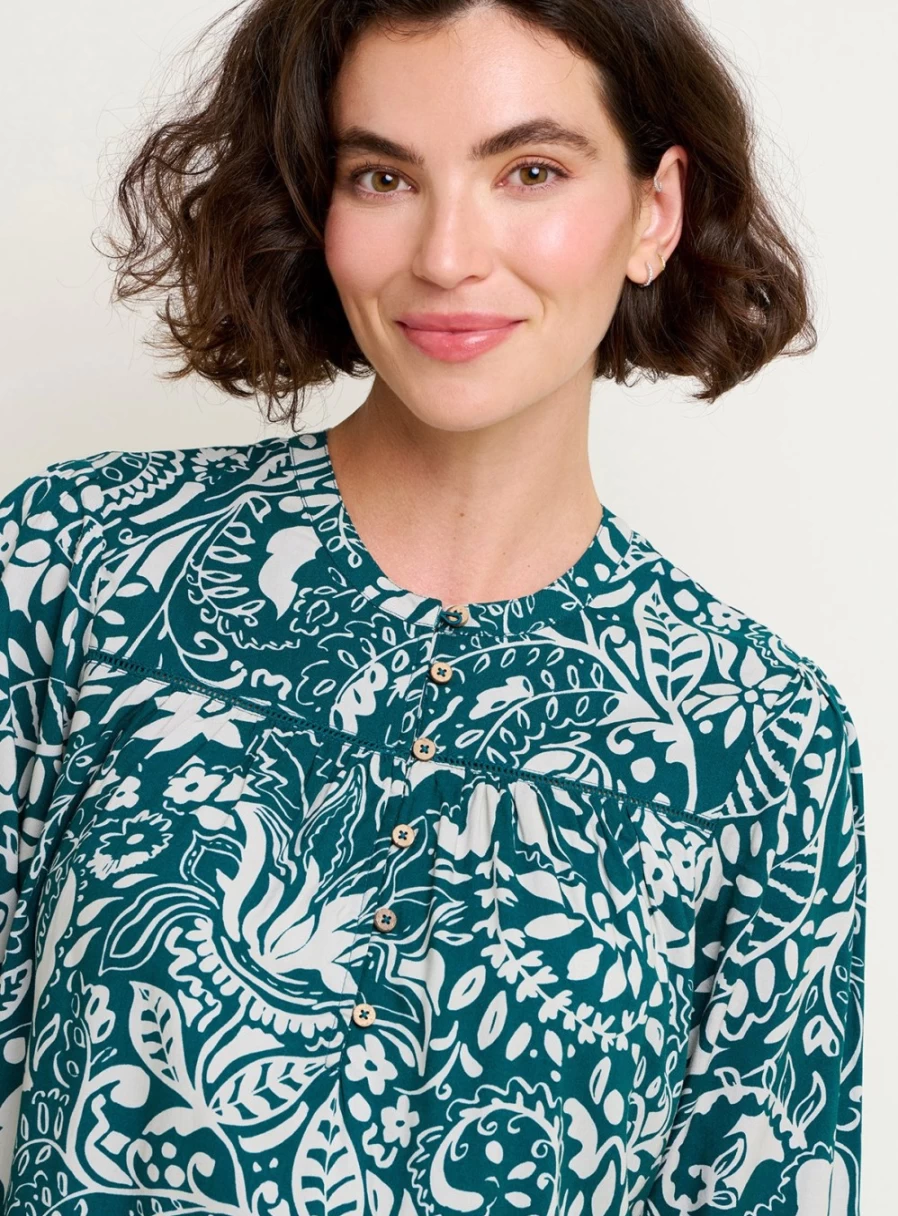 Brakeburn Women's Enchanted Blossom Floral Blouse - Size 14 Elegant Feminine Top