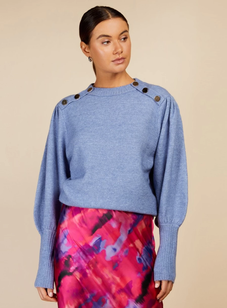 Vogue Women's Grey Button-Up Knit Jumper Sweater Size M