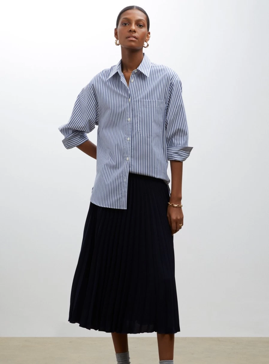 Finery Women's Navy Stripe Jake Shirt - Classic Casual Top for Everyday Wear
