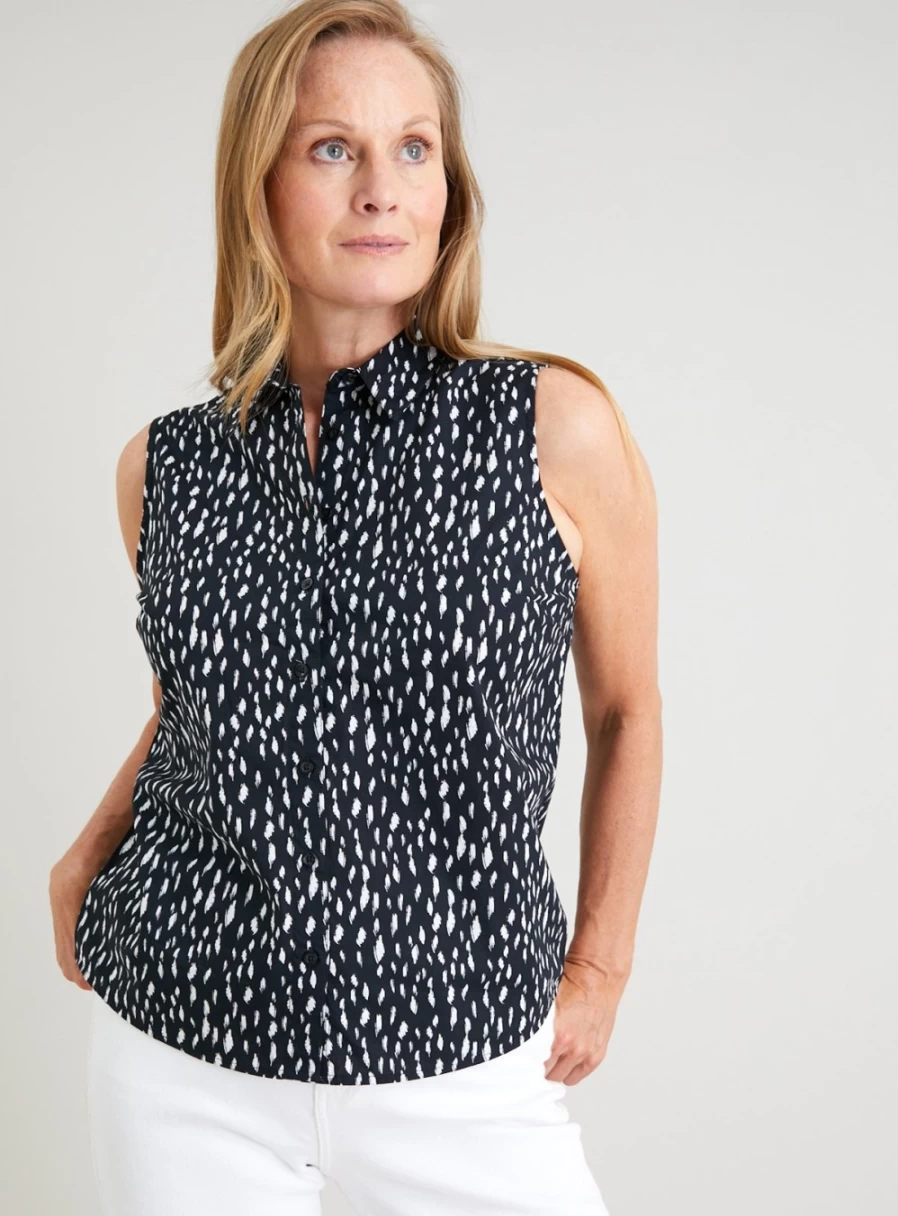 Tu Women's Mono Print Sleeveless Blouse - Stylish Summer Top 2022