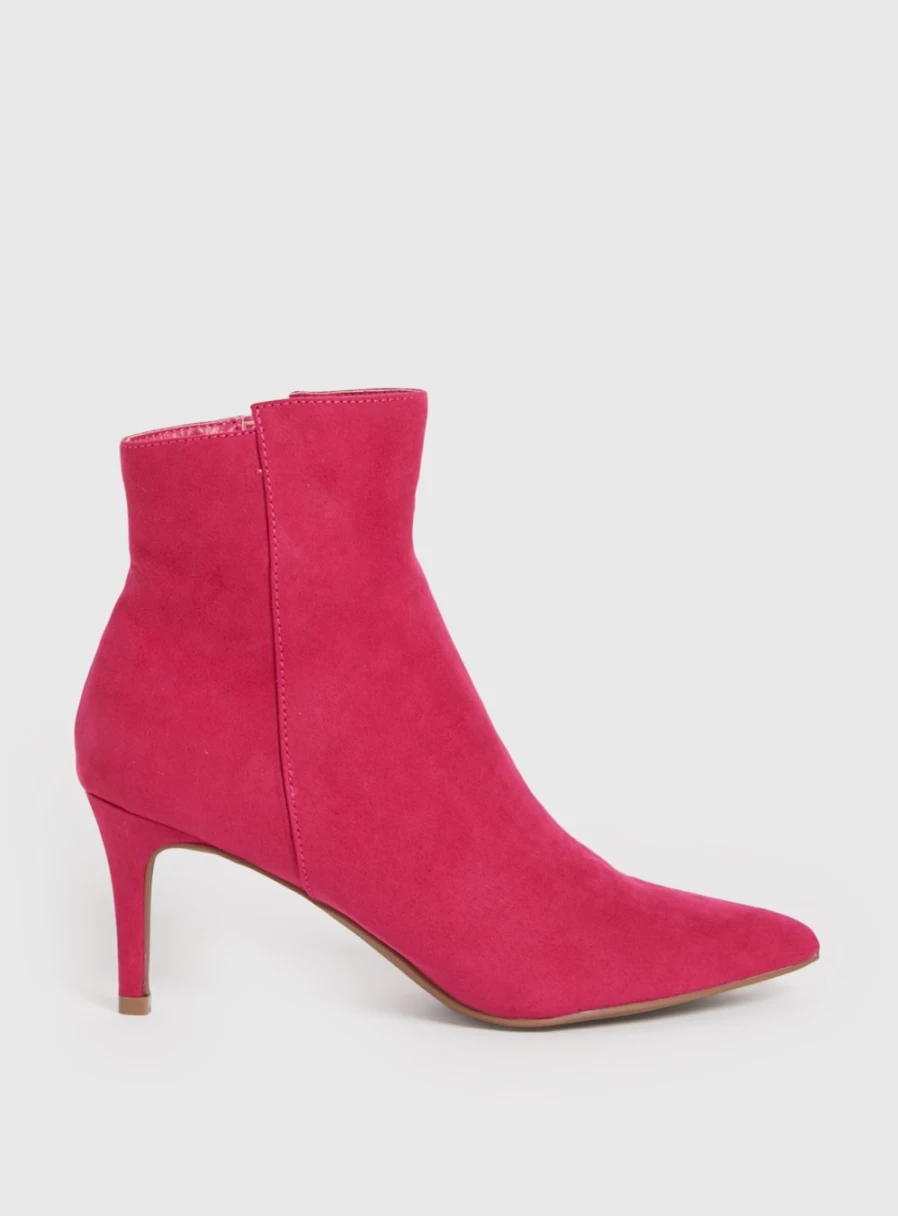 Tu Women's Pink Faux Suede Pointed Toe Ankle Boots Size 7 Fashion Chunky Heel