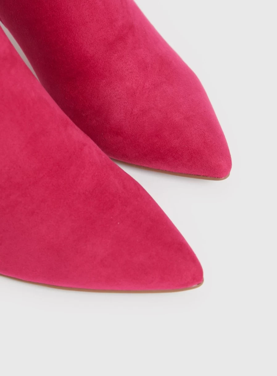 Tu Women's Pink Faux Suede Pointed Toe Ankle Boots Size 7 Fashion Chunky Heel