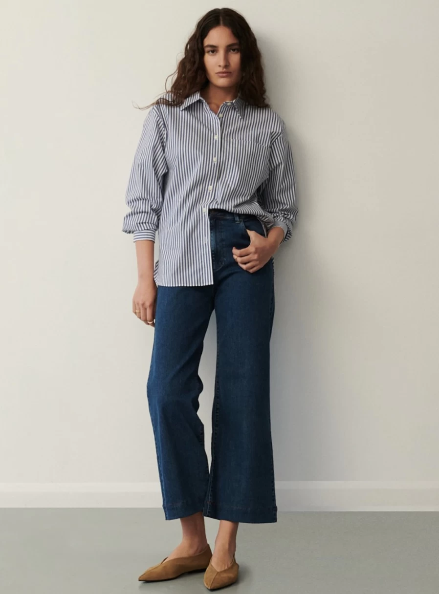 Finery Women's Gio High-Waisted Cropped Wide Leg Jeans - Size 30 Trendy Comfort Fit