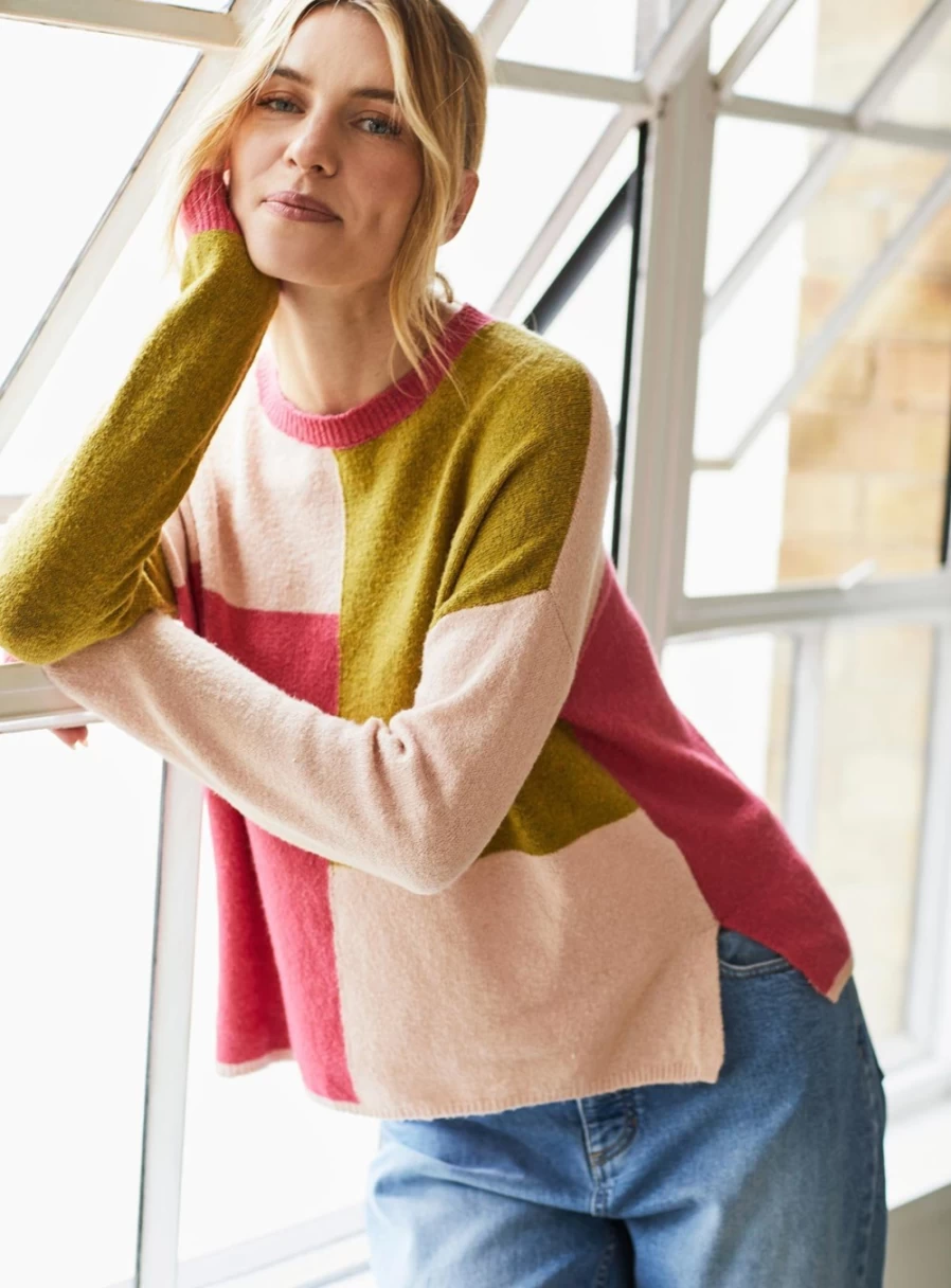 Thought Women's Organic Cotton Colour Block Fluffy Jumper - Size 16
