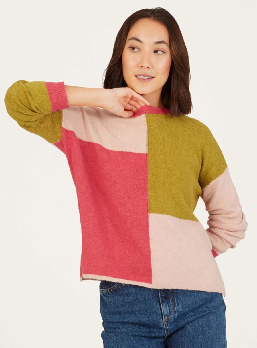 Thought Women's Organic Cotton Colour Block Fluffy Jumper - Size 16