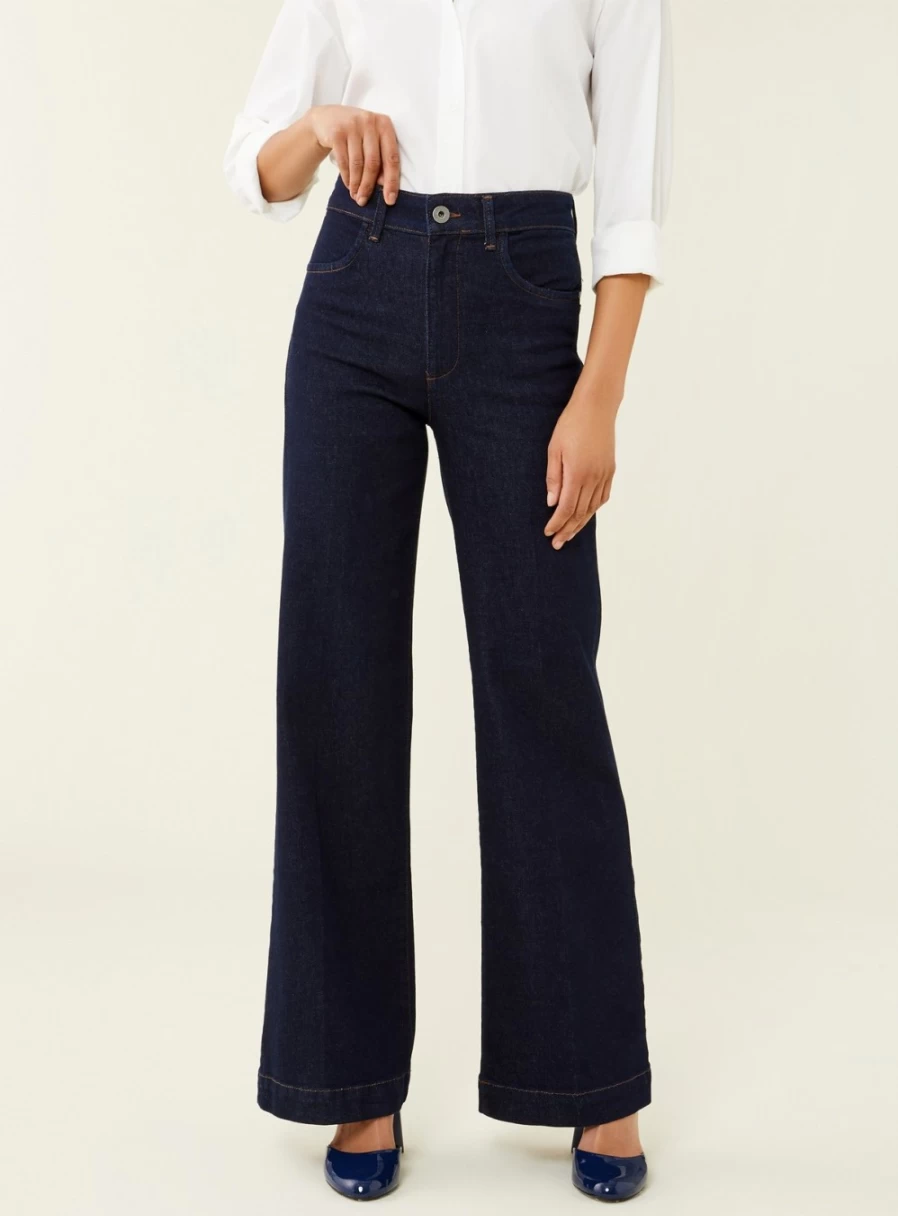 Finery Women's Gio Wide Leg Dark Denim Jeans - Size 38