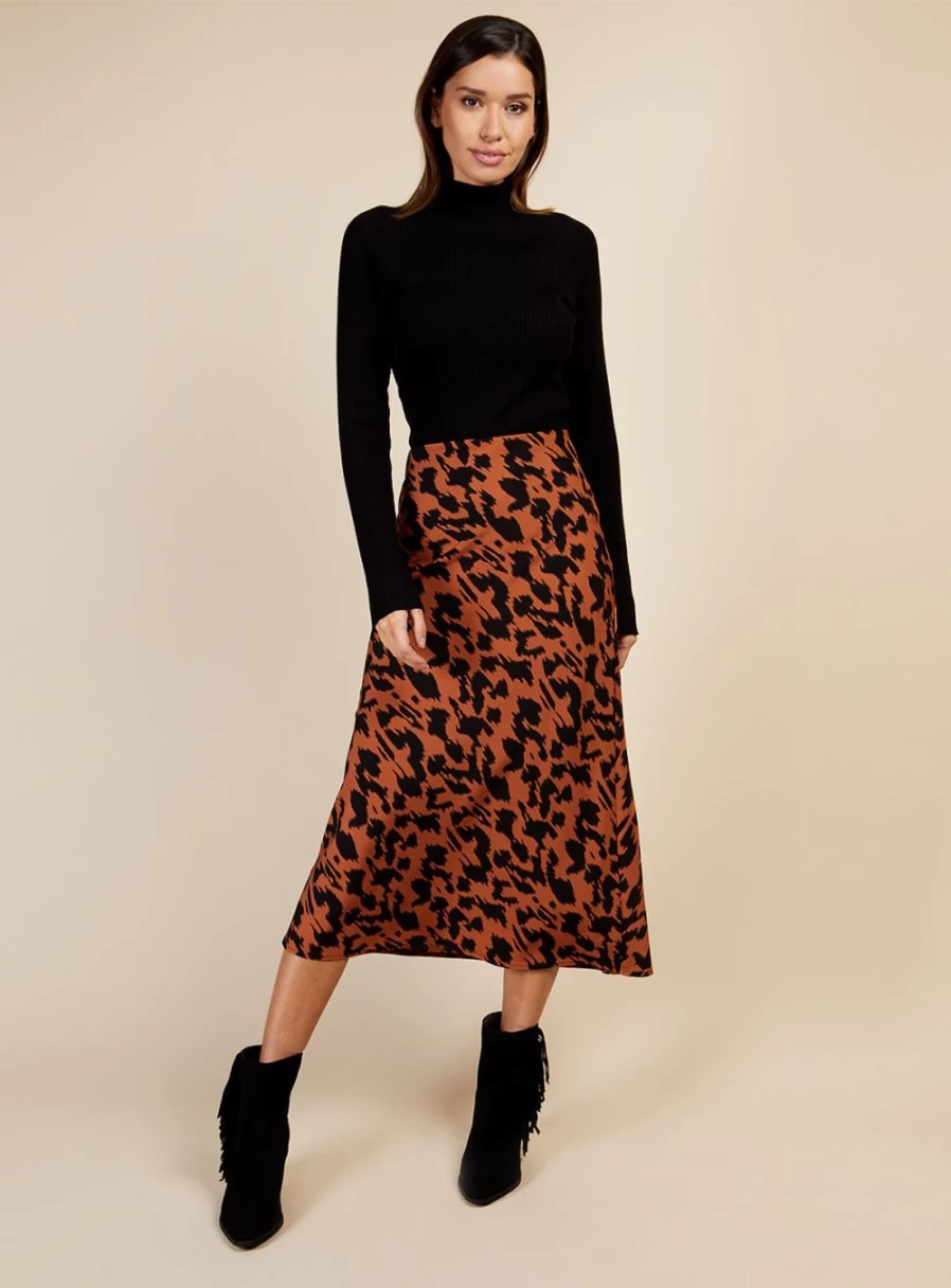 Vogue Williams Women's Leopard Print Midi Skirt - Size 16, Fashion Animal Pattern Skirt for Women