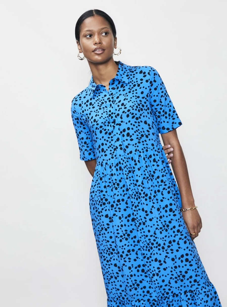 Finery Women's Belva Blue Animal Print Midi Dress - Size 8