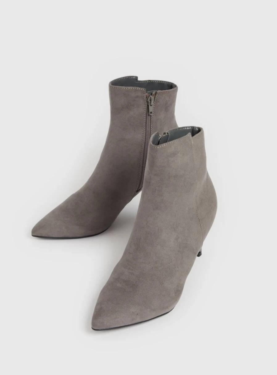 Tu Women's Grey Faux Suede Pointed Boots - Size 7 Stylish Ankle Booties