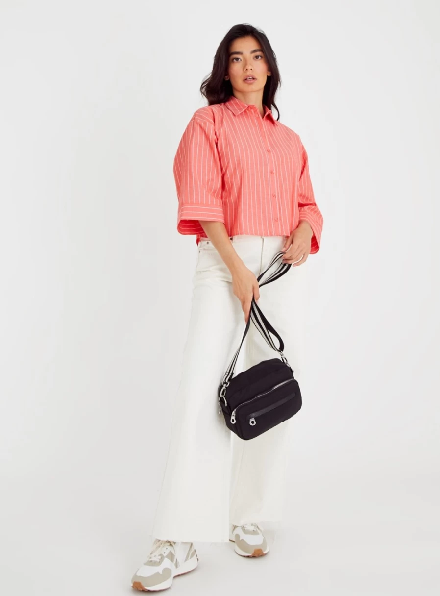 "Tu Women's Red Stripe Boxy Shirt - Casual Comfort Fit Top 2022"