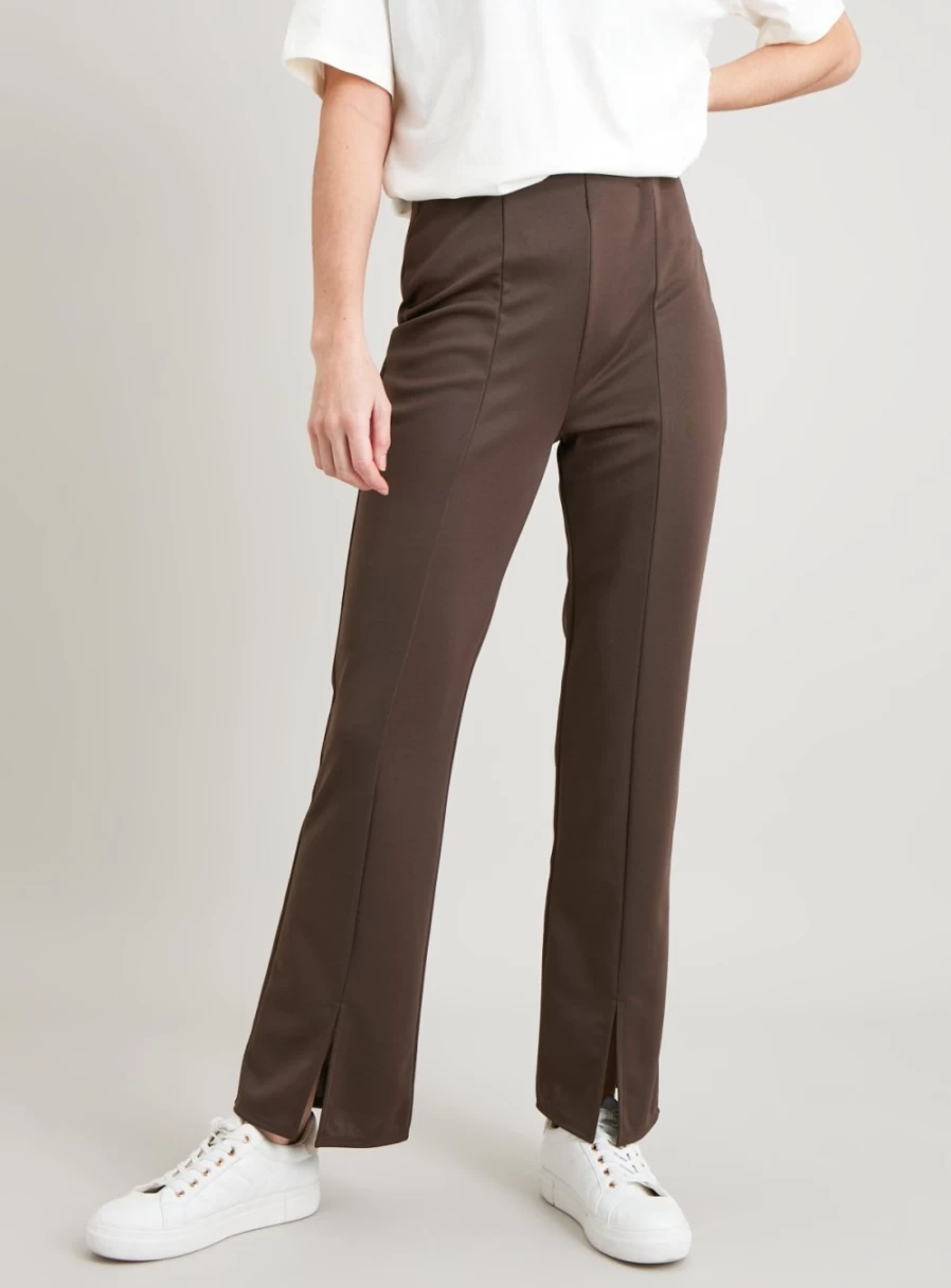 Tu Women's Brown High-Waisted Split Hem Leggings - Stretchy Yoga Pants Size 14