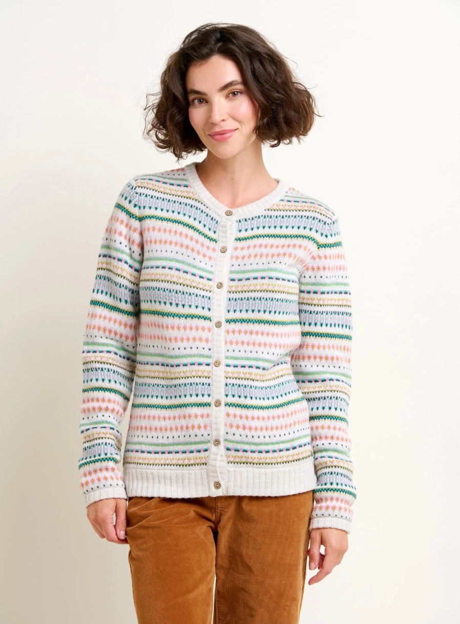 Brakburn Women's Fair Isle Knit Cardigan - Cozy 18-Gauge Winter Sweater