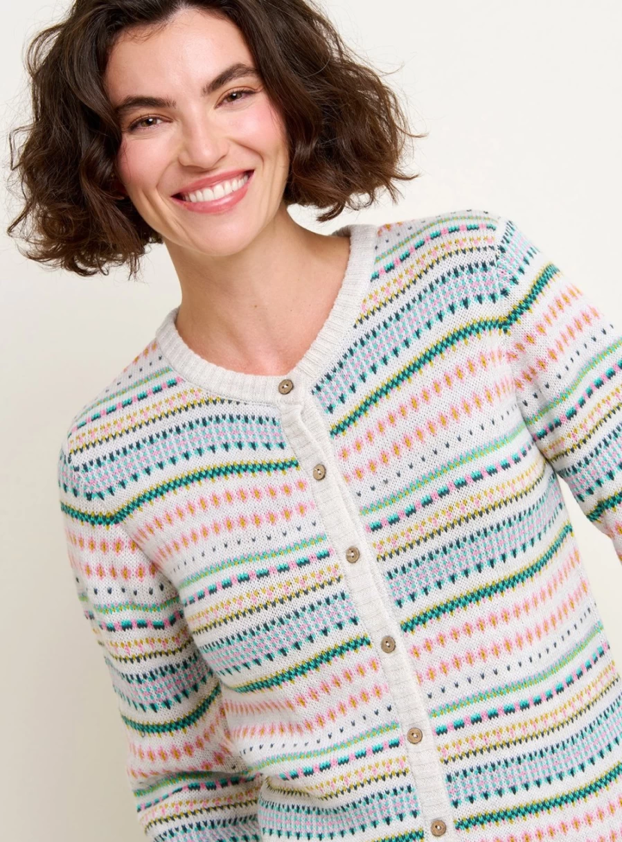 Brakburn Women's Fair Isle Knit Cardigan - Cozy 18-Gauge Winter Sweater