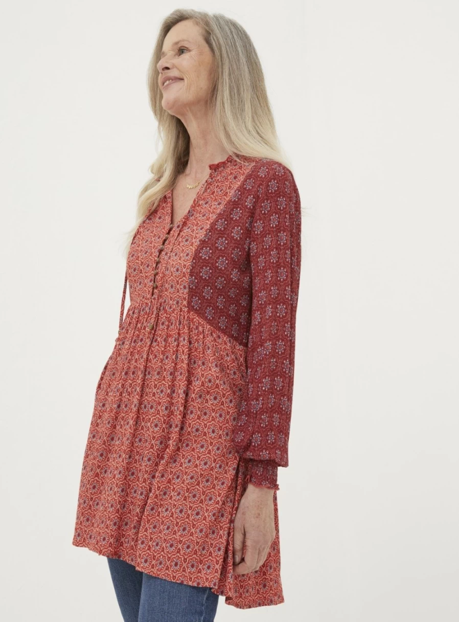 FatFace Women's Gerry Craft Geo Tunic Top - Stylish Floral Print Casual Blouse