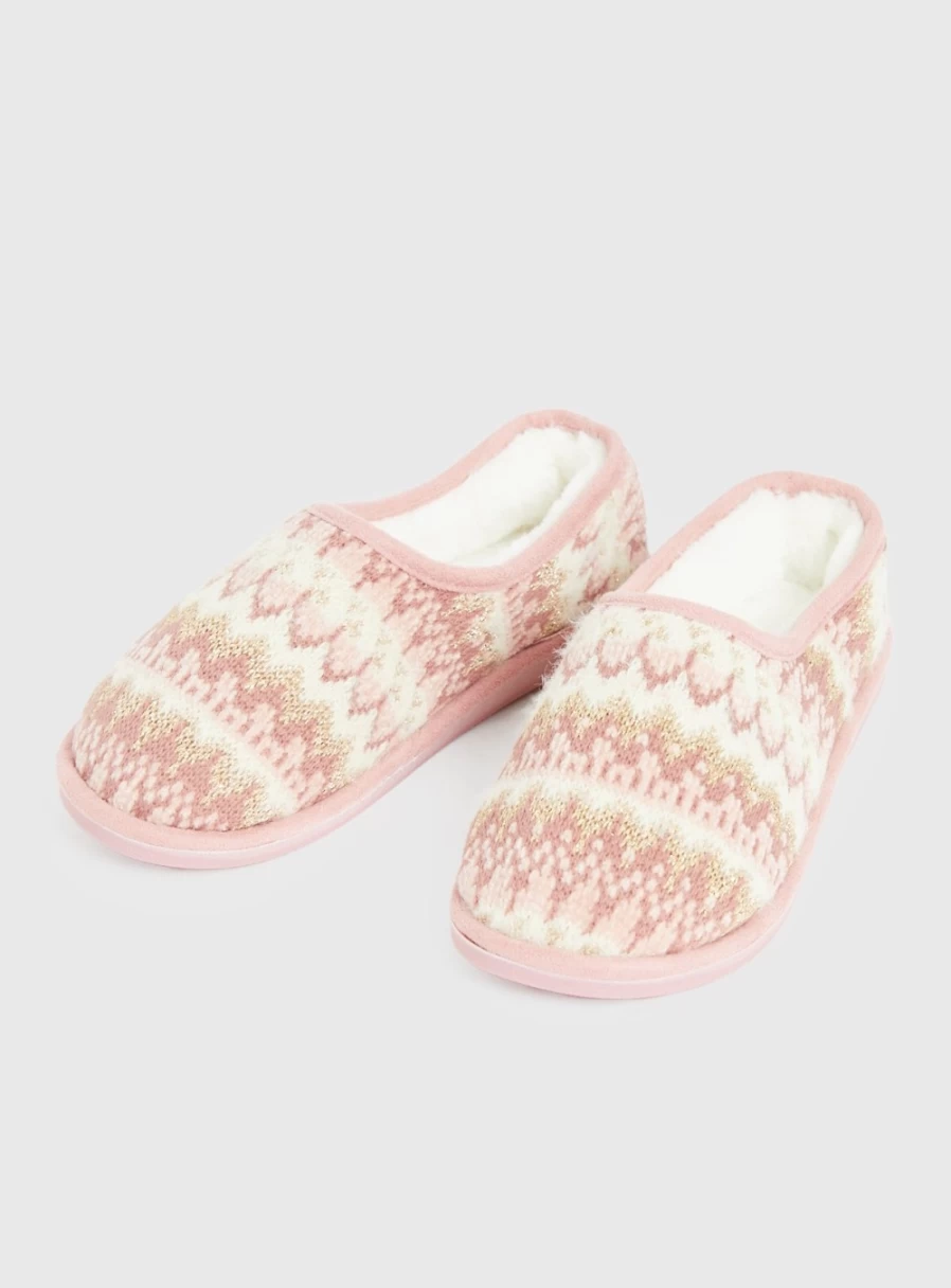 "Tu Women's Pink Knitted Slippers – Cozy Size 6 House Shoes"