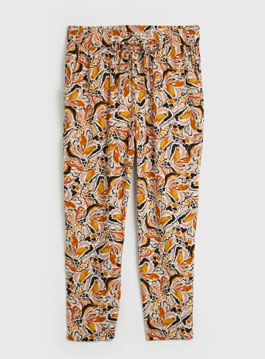 Tu Women's Vibrant Floral Print Cropped Trousers - Stylish High-Waisted Summer Pants