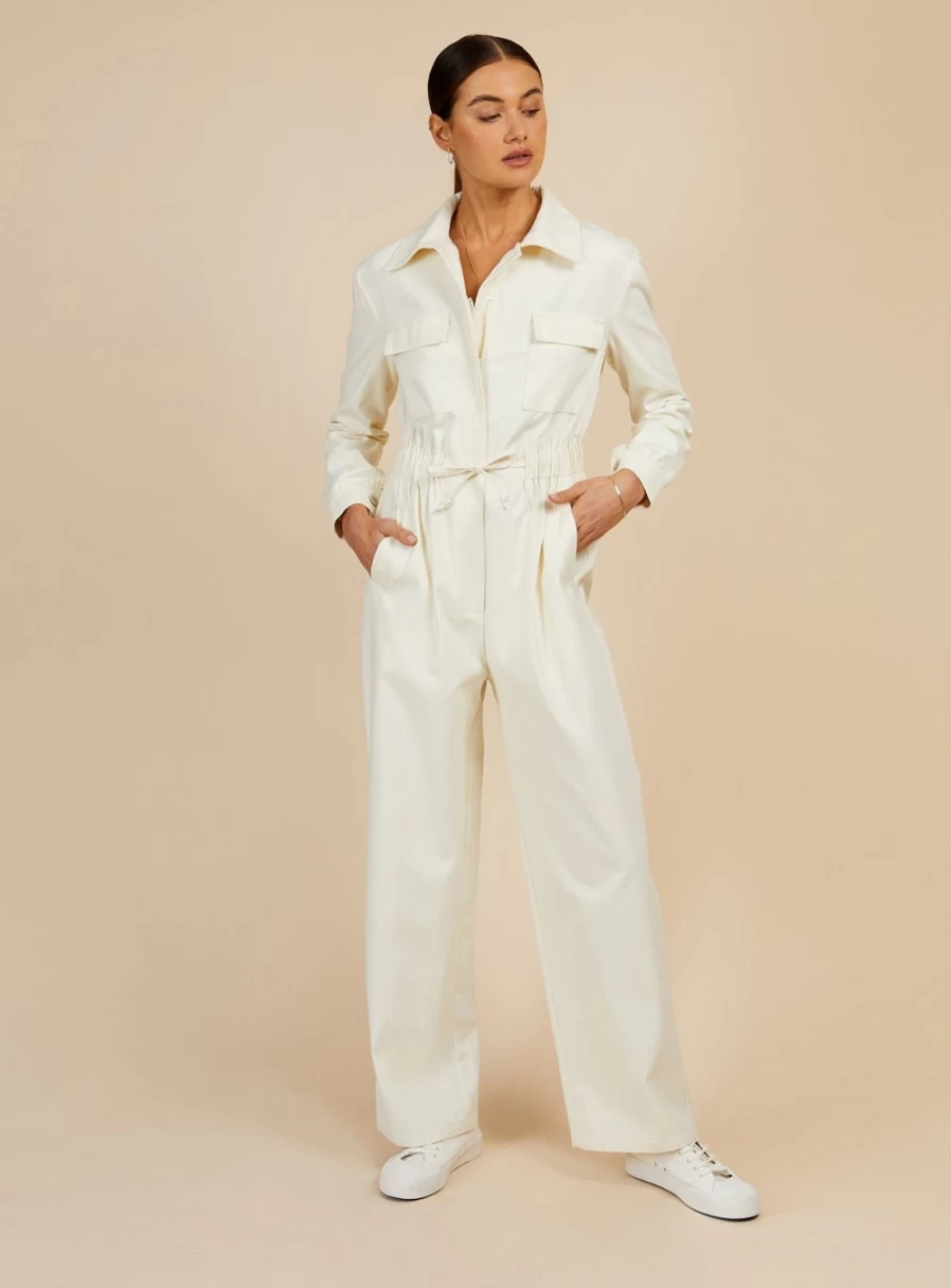 Vogue Williams Women's Cream Denim Jumpsuit Size 16 | Stylish Casual Outfit