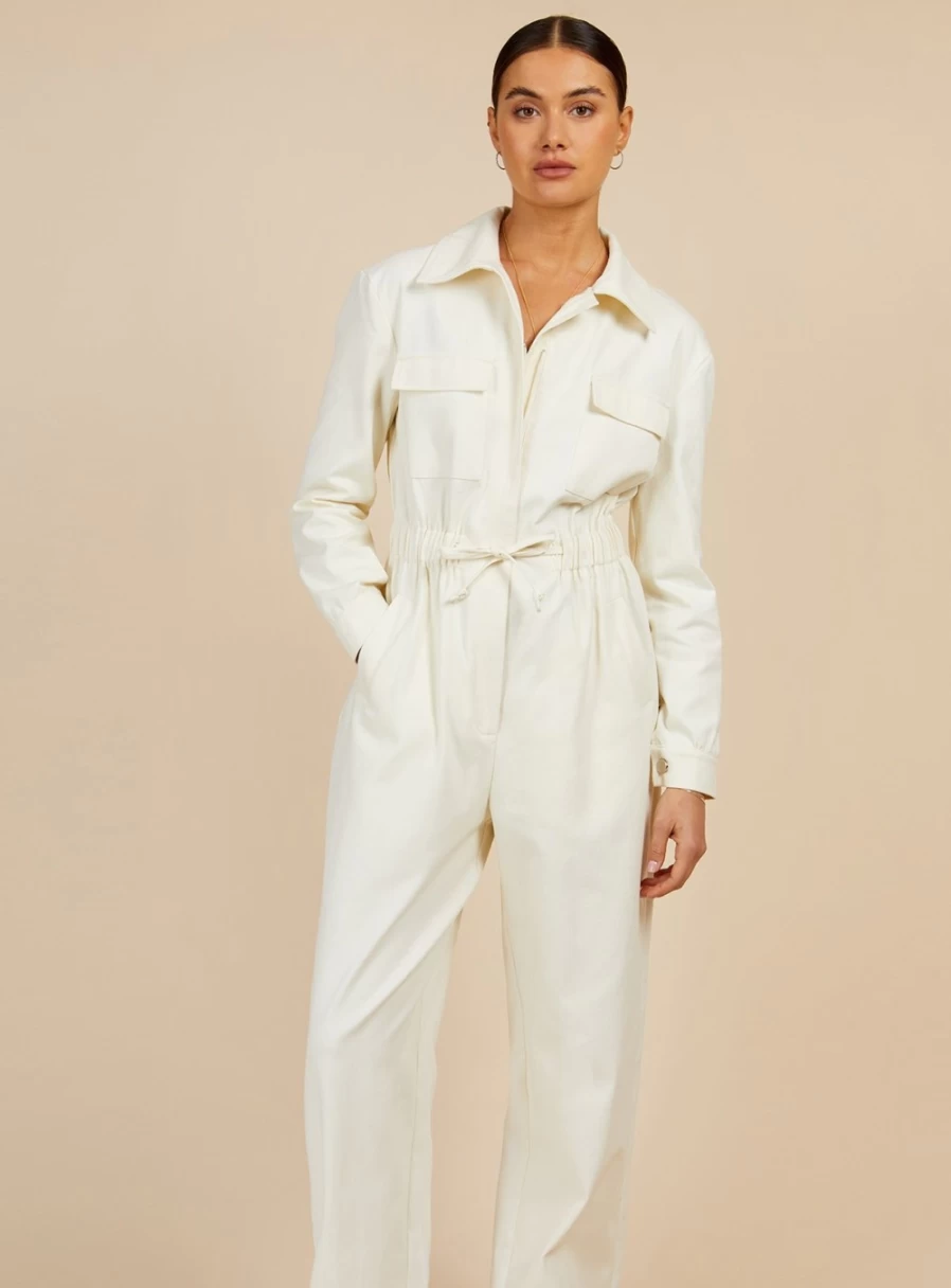 Vogue Williams Women's Cream Denim Jumpsuit Size 16 | Stylish Casual Outfit