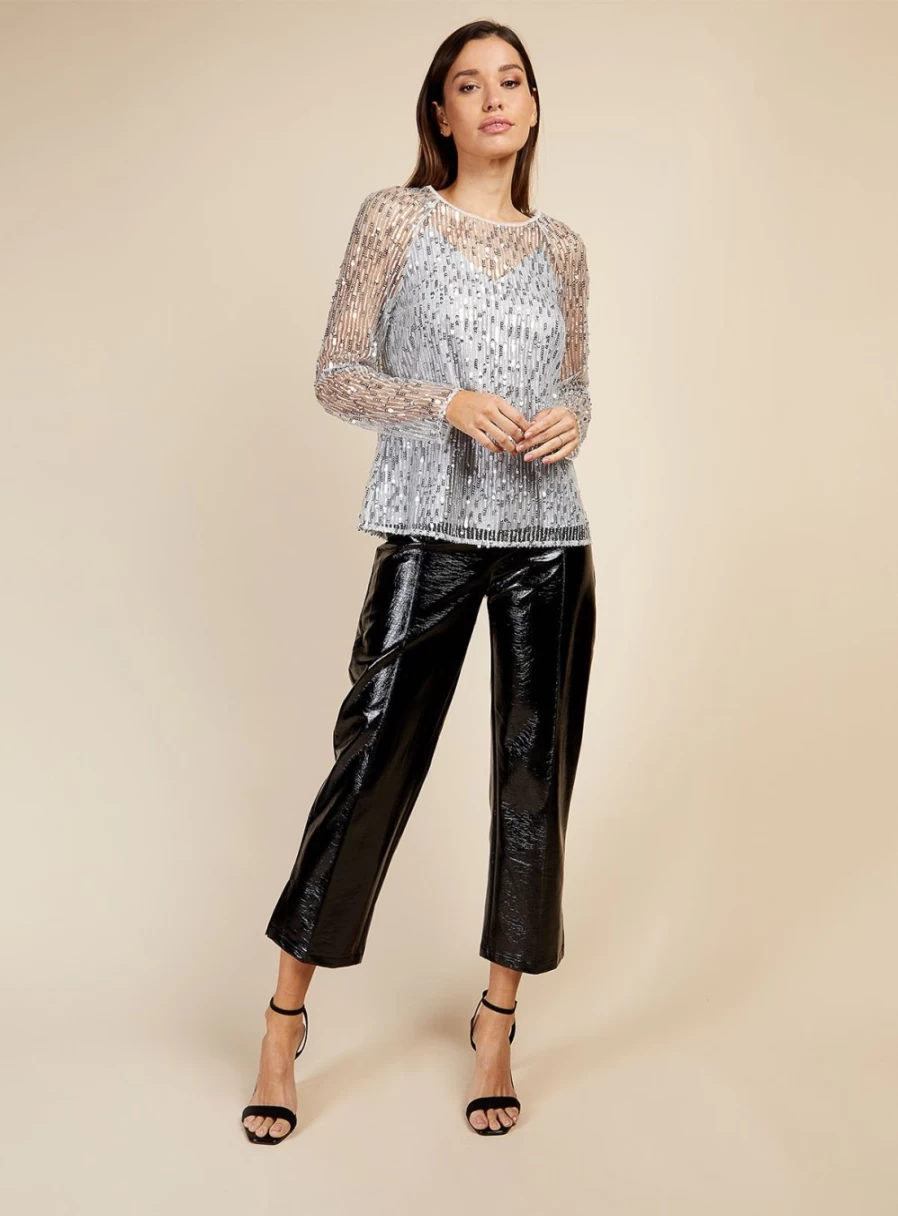 Vogue Women's Embellished Mesh Top | Stylish 16 Design Fashion Blouse