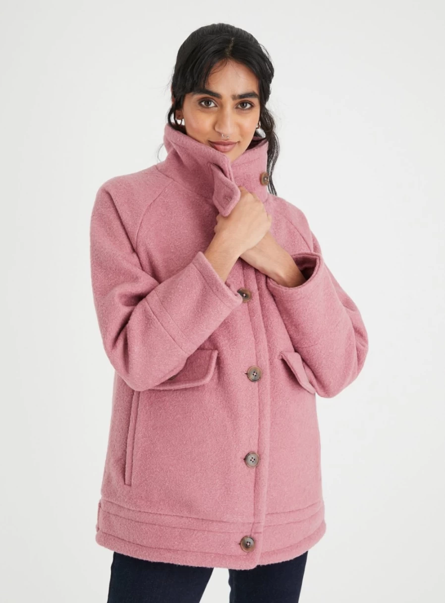 Tu Women's Pink Funnel Neck Jacket - Stylish Outerwear Coat for Women