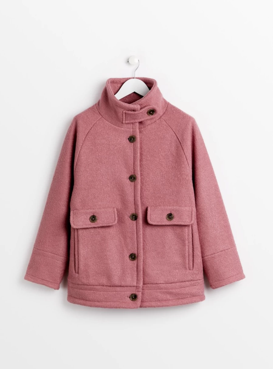 Tu Women's Pink Funnel Neck Jacket - Stylish Outerwear Coat for Women
