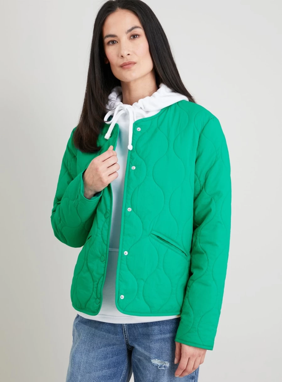 Tu Women's Green Quilted Jacket - Lightweight Stylish Outerwear for Fall and Winter